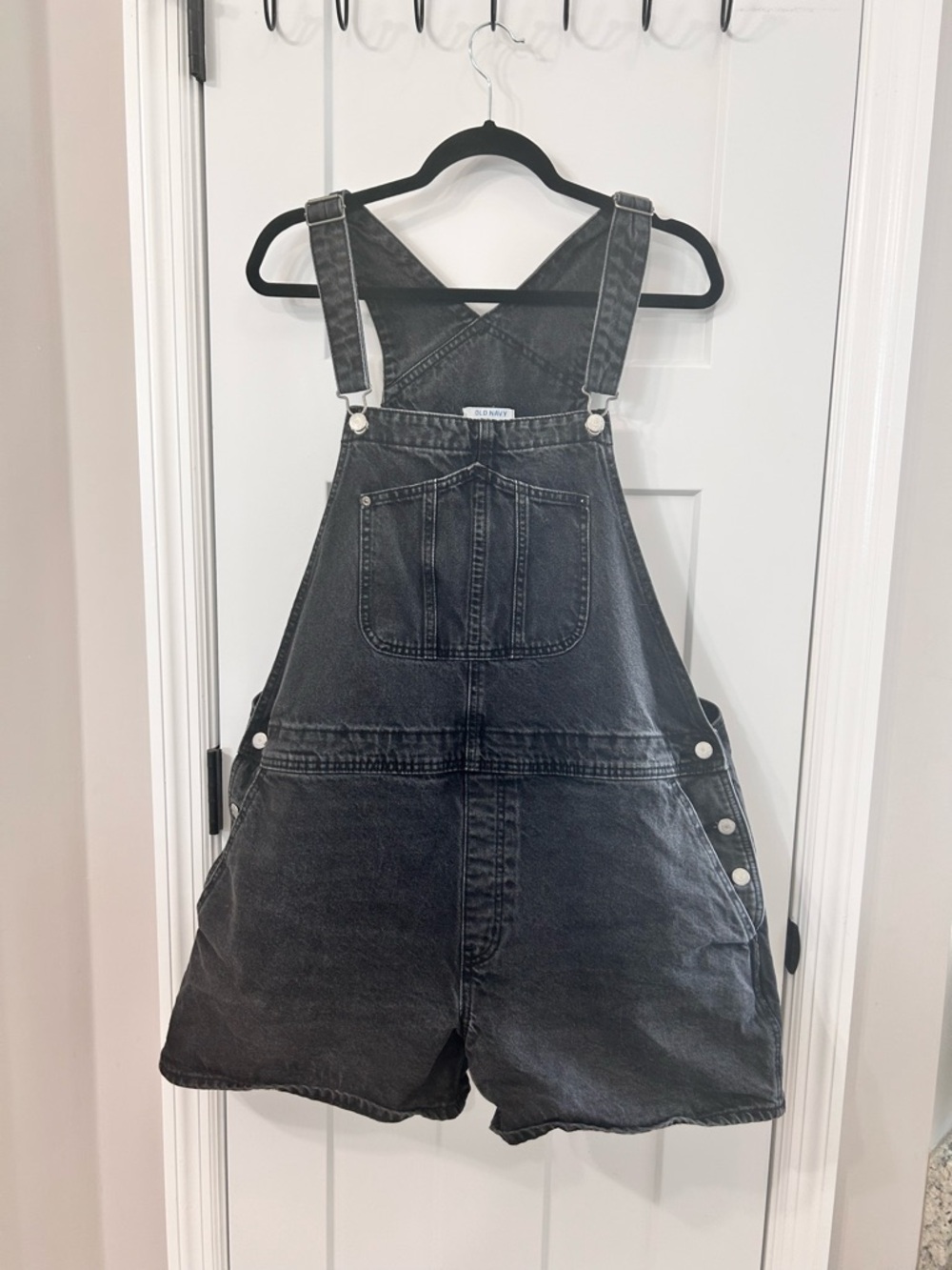 Old Navy Black Denim Short Overalls - XXL